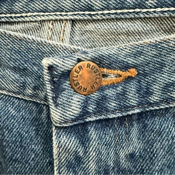 Rustler Men’s Distressed Blue Jeans Preowned Size 34x29 Straight Fit - Picture 5 of 7